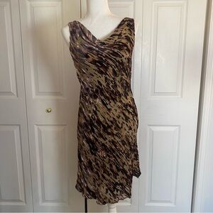 Cache Brown and Black Midi Dress